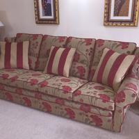 Learn to make slipcovers online, Frances created this Chaise from my online tutorials.